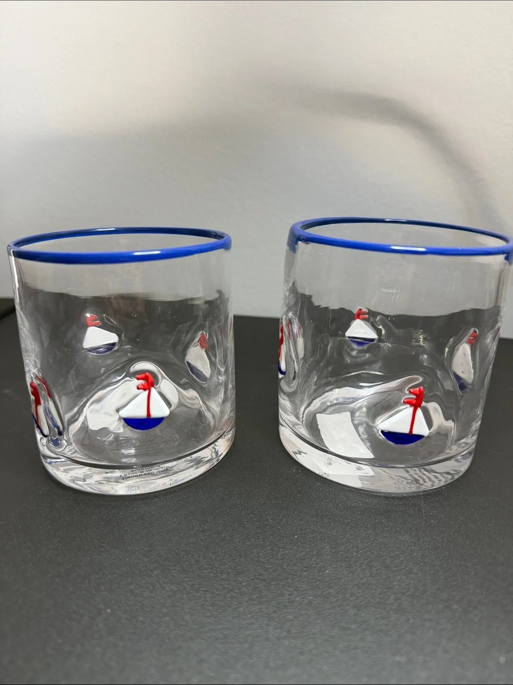 Unbranded | Blue Rim Sailboat Icon Glasses - Set of 2 ⛵️